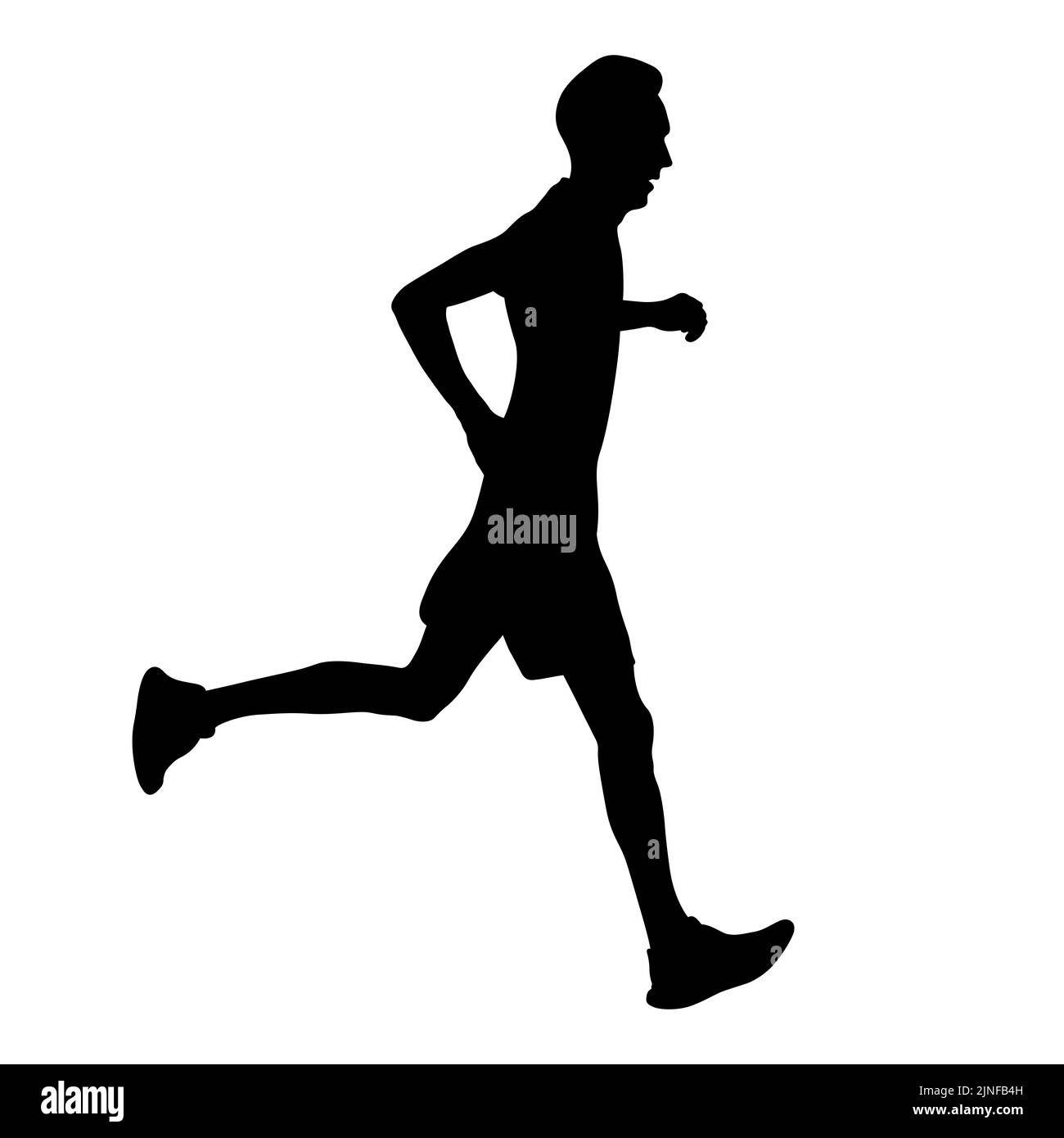 runner athlete run mountain trail black silhouette Stock Photo