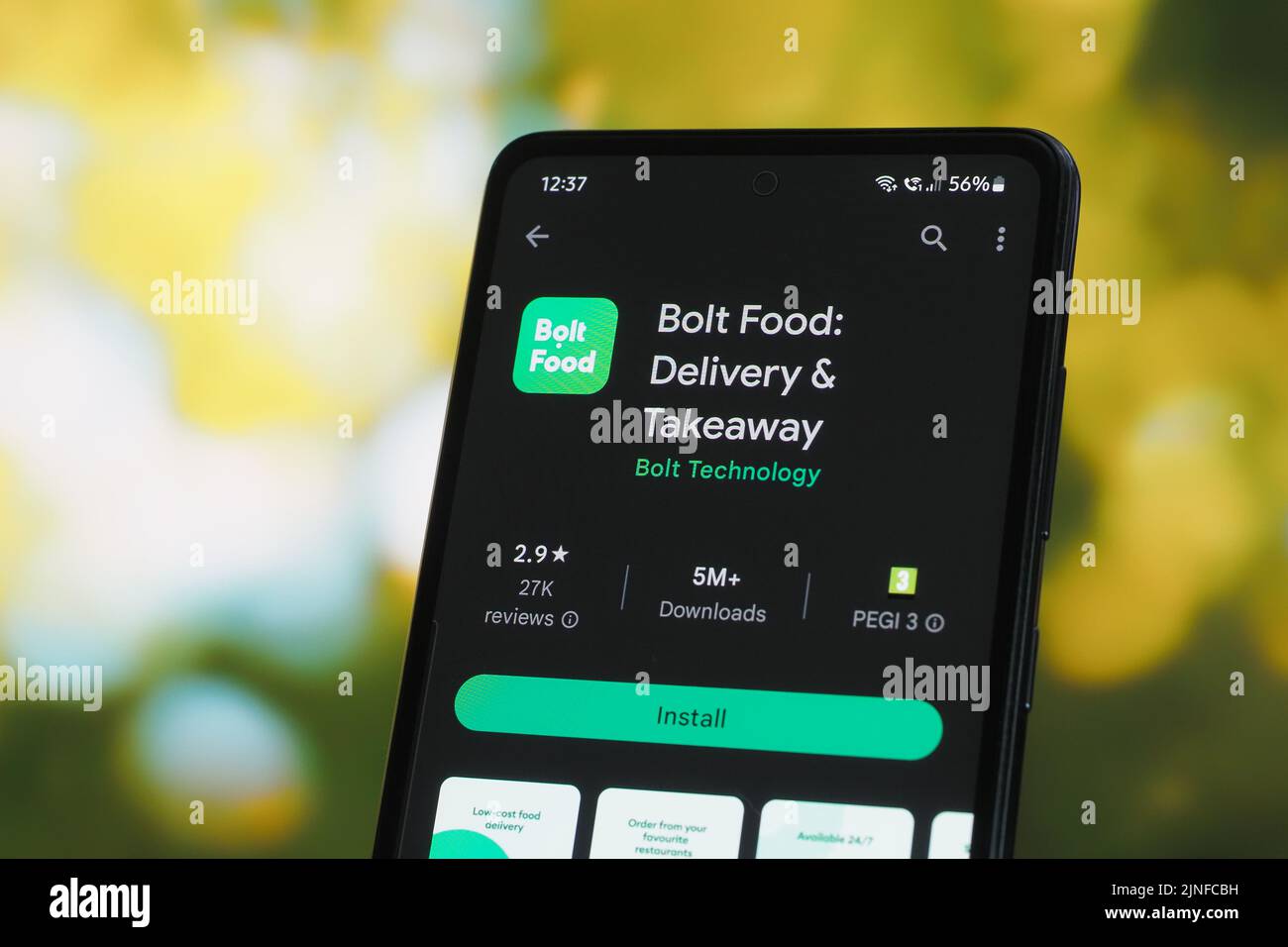 Galati, Romania July 11, 2022 Bolt Food application available on