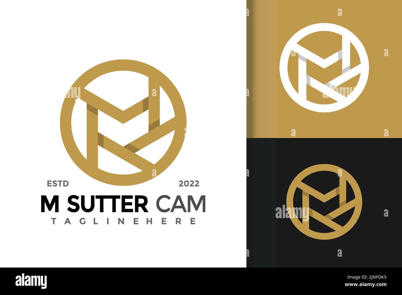 A vector template of logo design with 'm- sutter cam' word Stock Vector