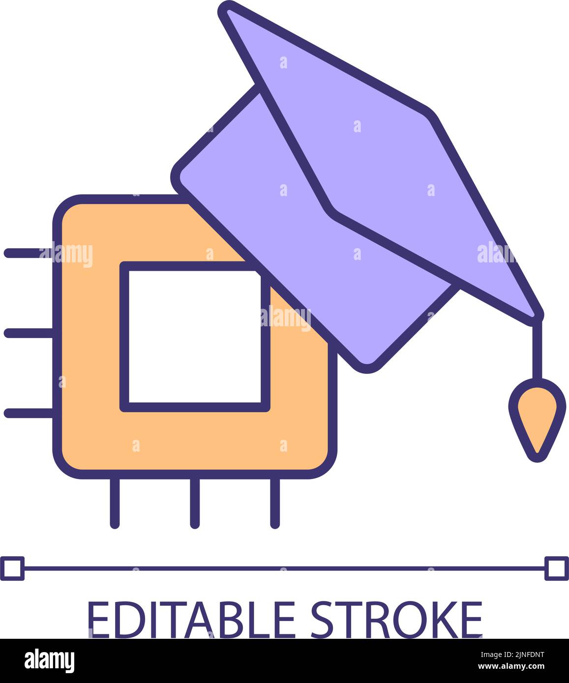 Computer technician education RGB color icon Stock Vector