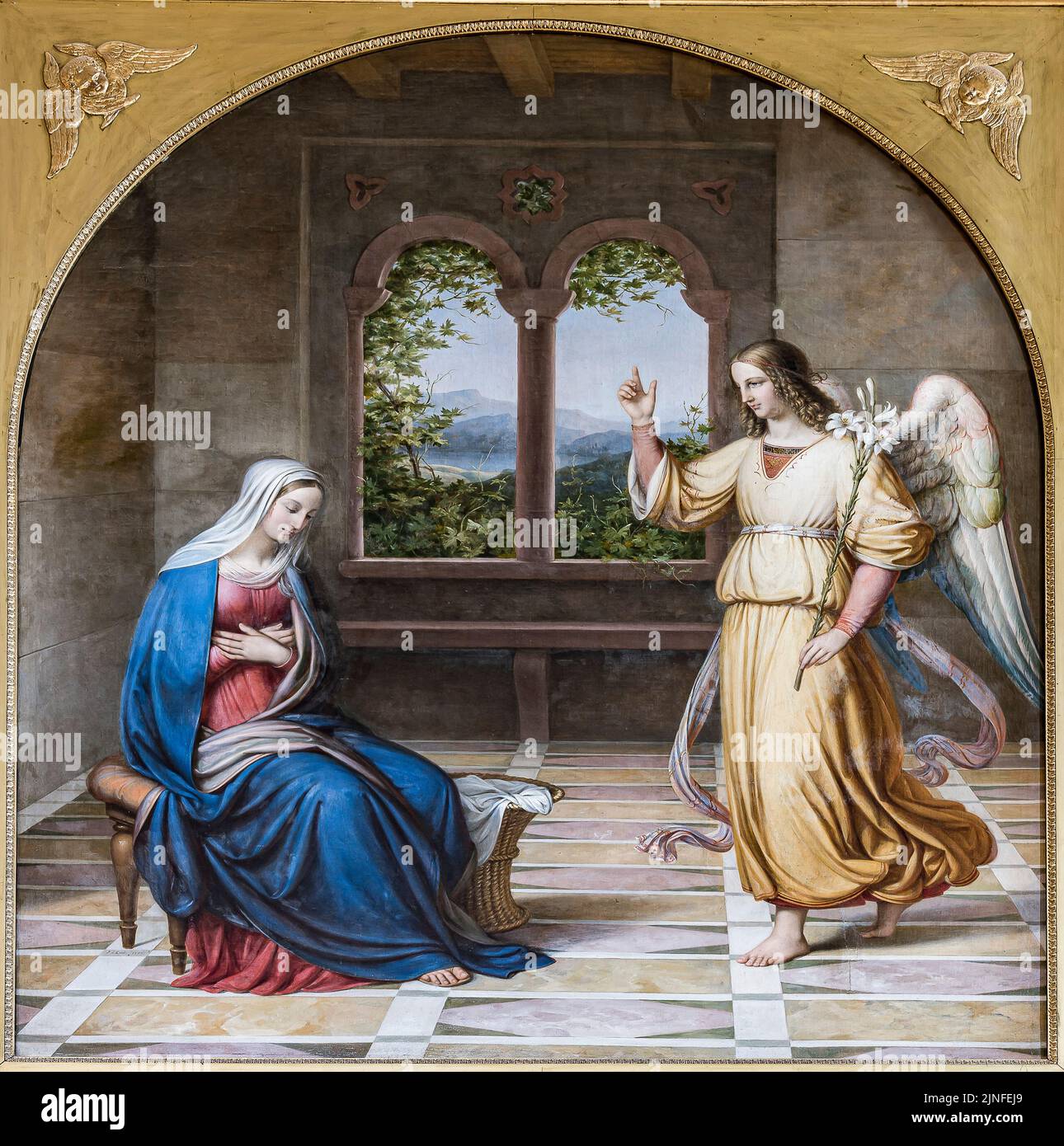 ancient painting of the annunciation, Helsinor, Denmark, may 14, 2021 Stock Photo