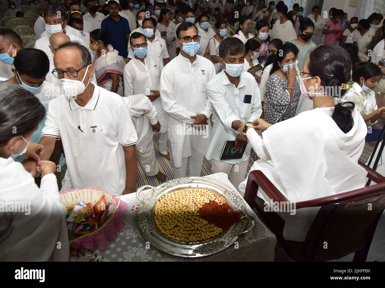 Guwahati, Guwahati, India. 11th Aug, 2022. Women of Brahma kumaris tie ...