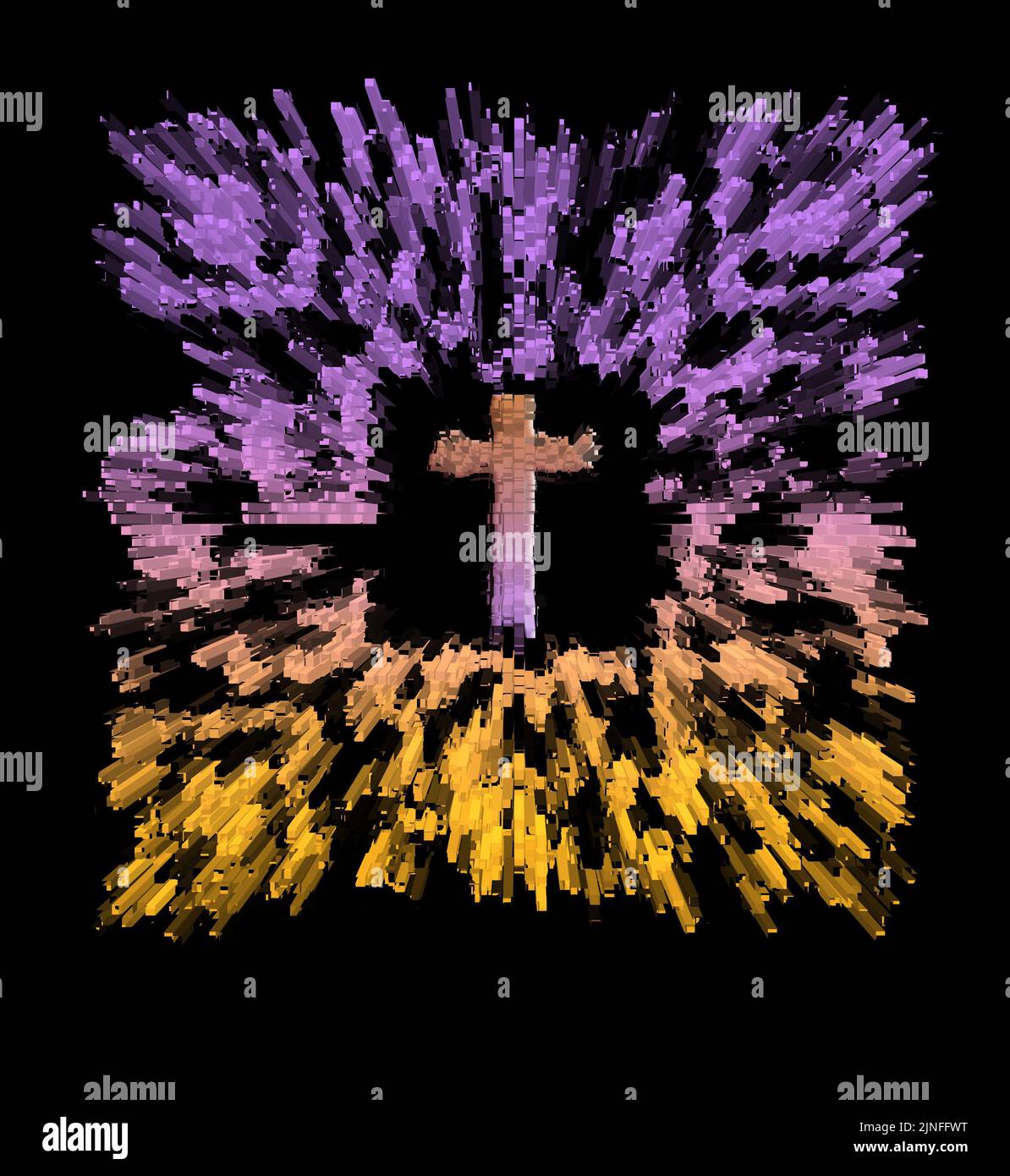 A Chrisitian cross is seen in a 3-d illustration. Stock Photo