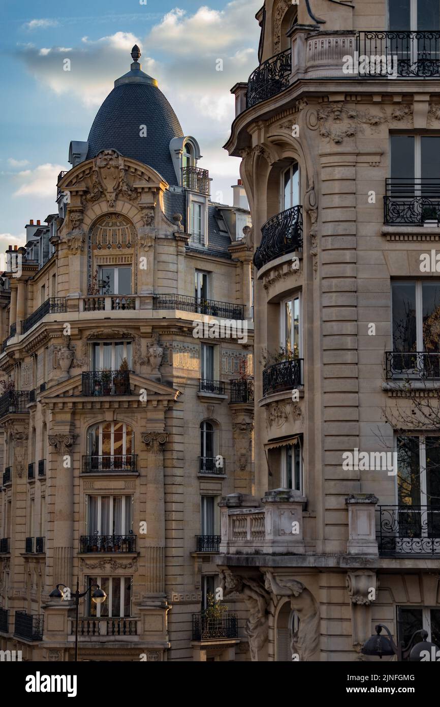 A vertical shot of the beautiful architecture of Paris. France Stock