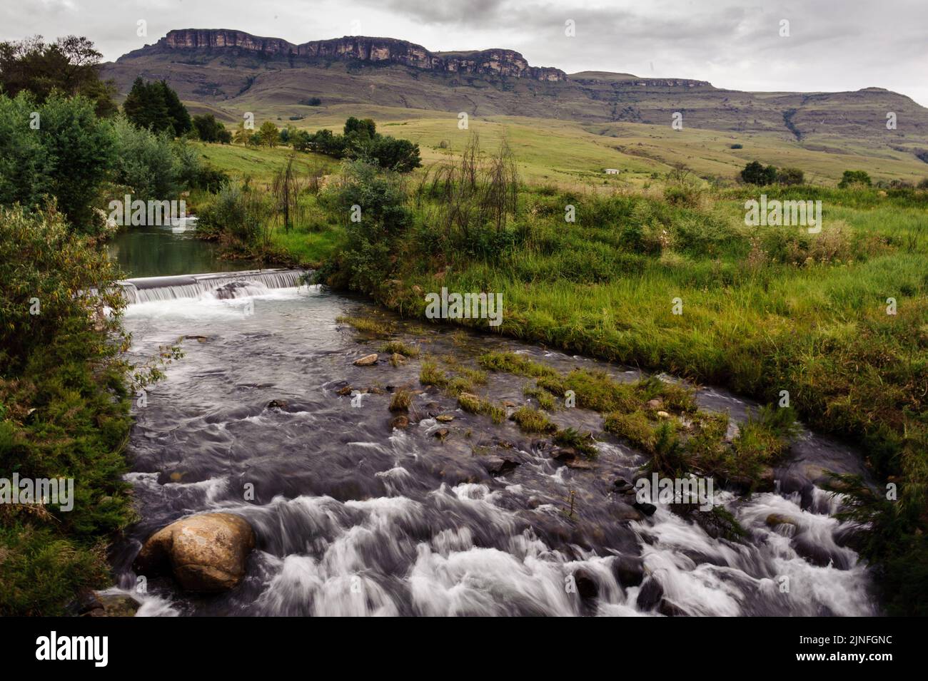 The source of the Little Mooi river in South Africa's KwaZulu Natal province in the Drakensberg mountains Stock Photo