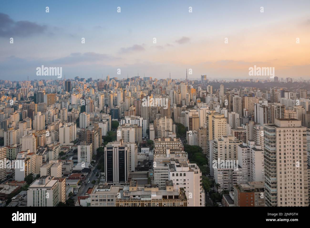 Aerial View of Santa Cecilia neighborhood - Sao Paulo, Brazil Stock Photo