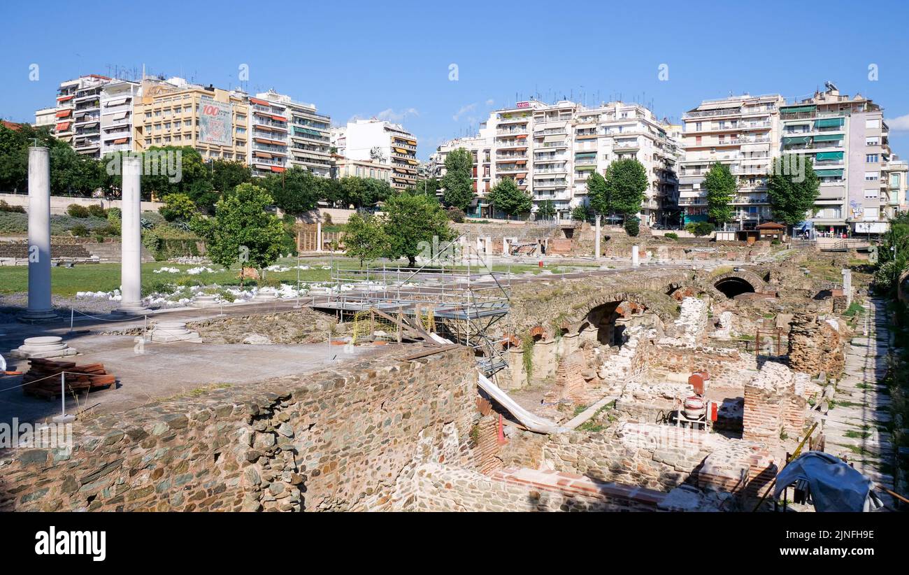 The Greek Agora and Roman Forum, Thessaloniki, Macedonia, North-Eastern Greece Stock Photo