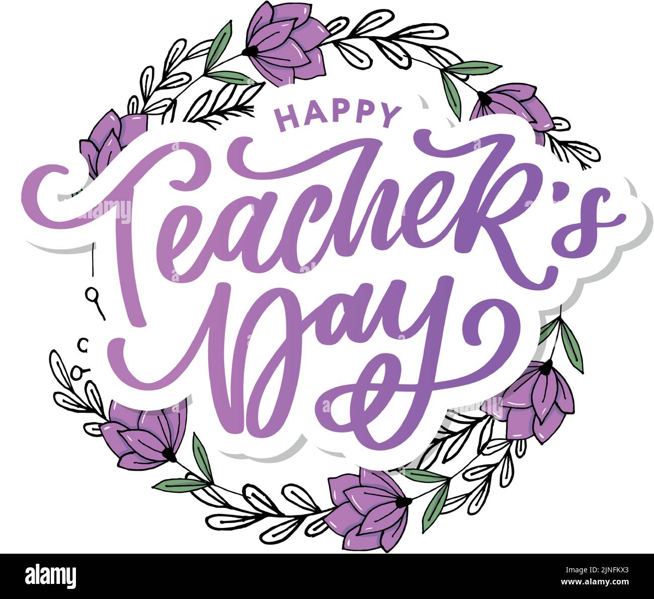 Handlettering Happy Teacher's Day. Vector illustration Great holiday