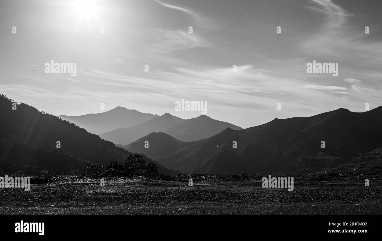 Summits of rif mountains in black and white in Morocco Stock Photo Alamy