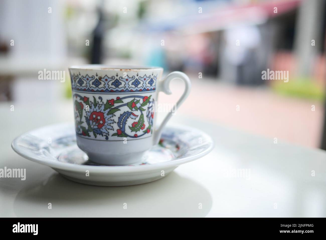 a cup of turkish coffee on table outdoor  Stock Photo