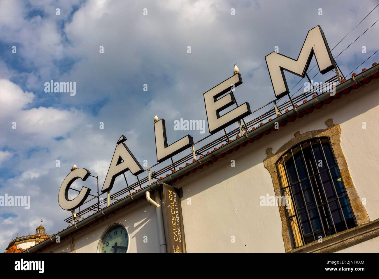 Calem wine and port cellars on the waterfront at Vila Nova de Gaia in the centre of Porto a city in northern Portugal. Stock Photo