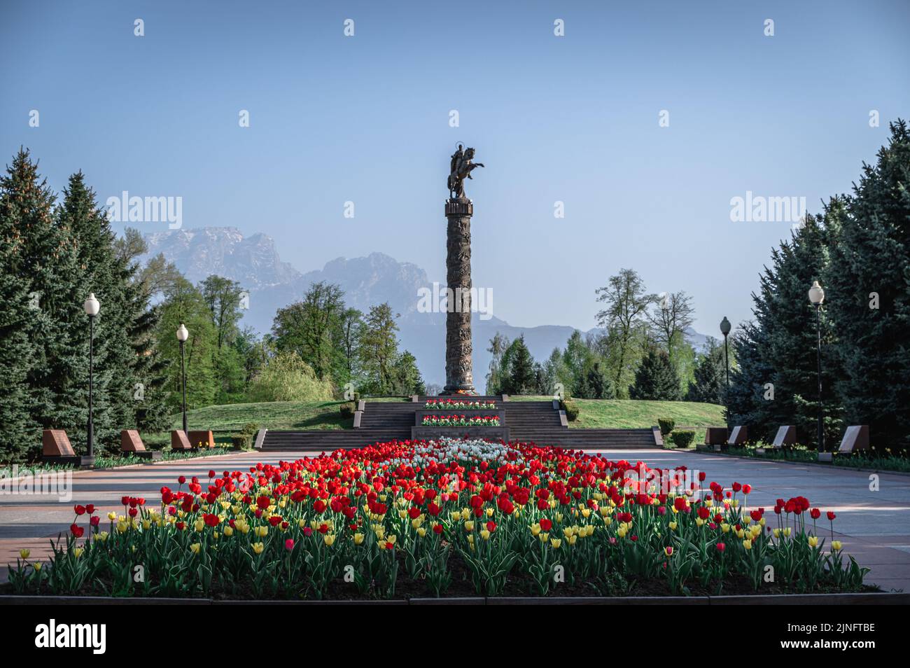 Memorial Of Glory representing Saint George. Vladikavkaz, North Ossetia. Stock Photo
