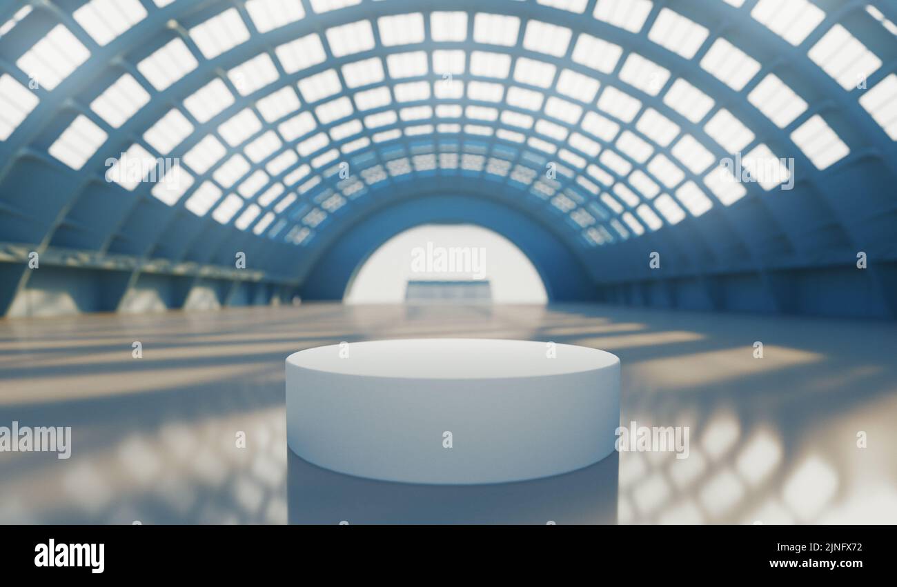 Pedestal geometric or cylindrical podium for show product. 3d rendering Stock Photo