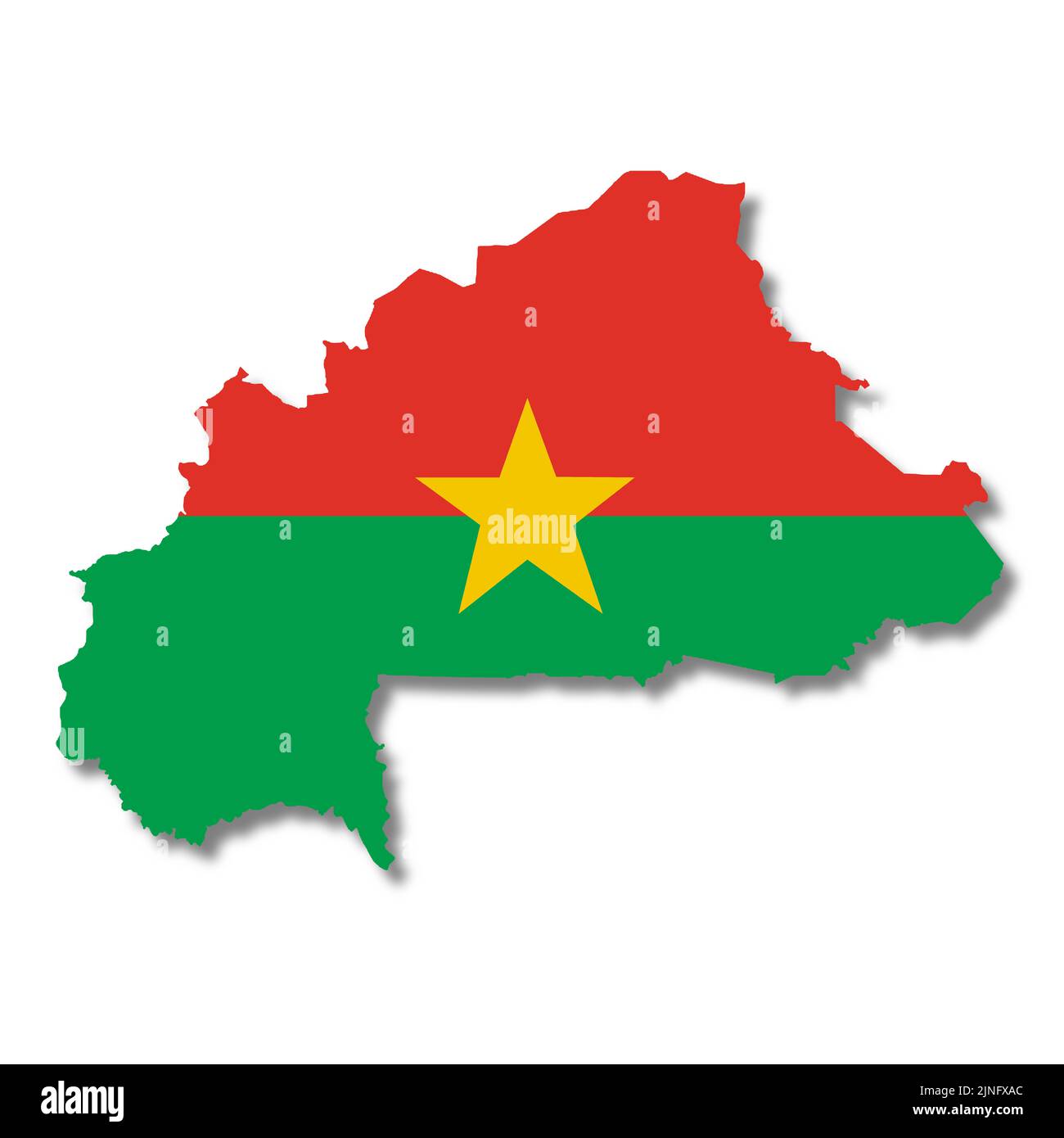 Burkina flag map on white background 3d illustration with clipping path Stock Photo