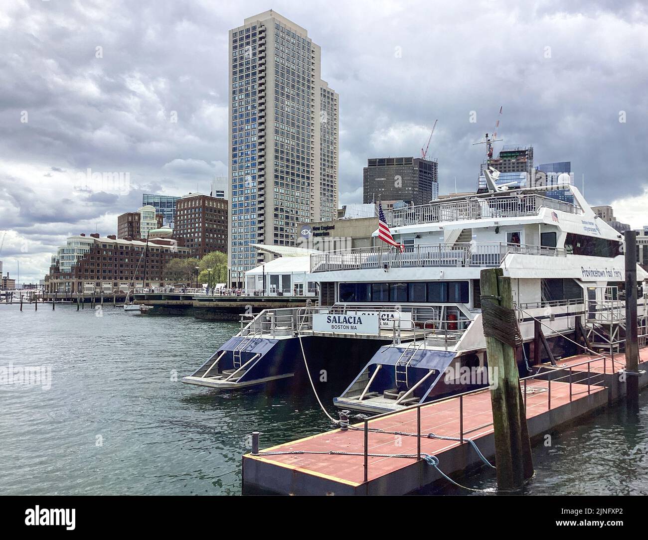 Long Wharf Landing and Custom House and Financial District Boston Stock