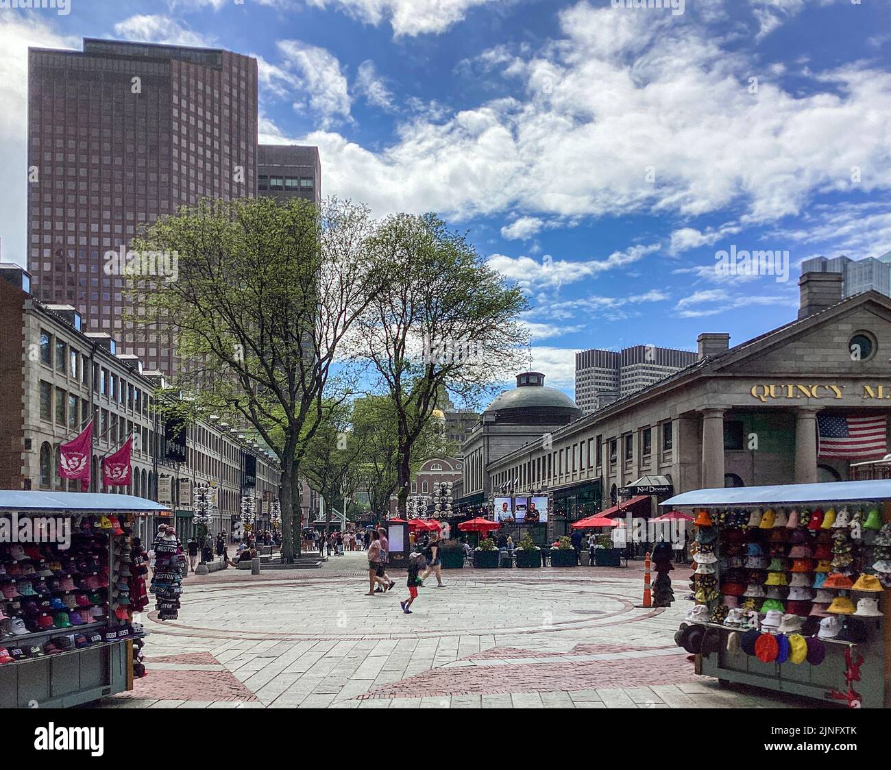 Quincy Market building and outdoor plaza, Boston, Massachusetts Stock Photo