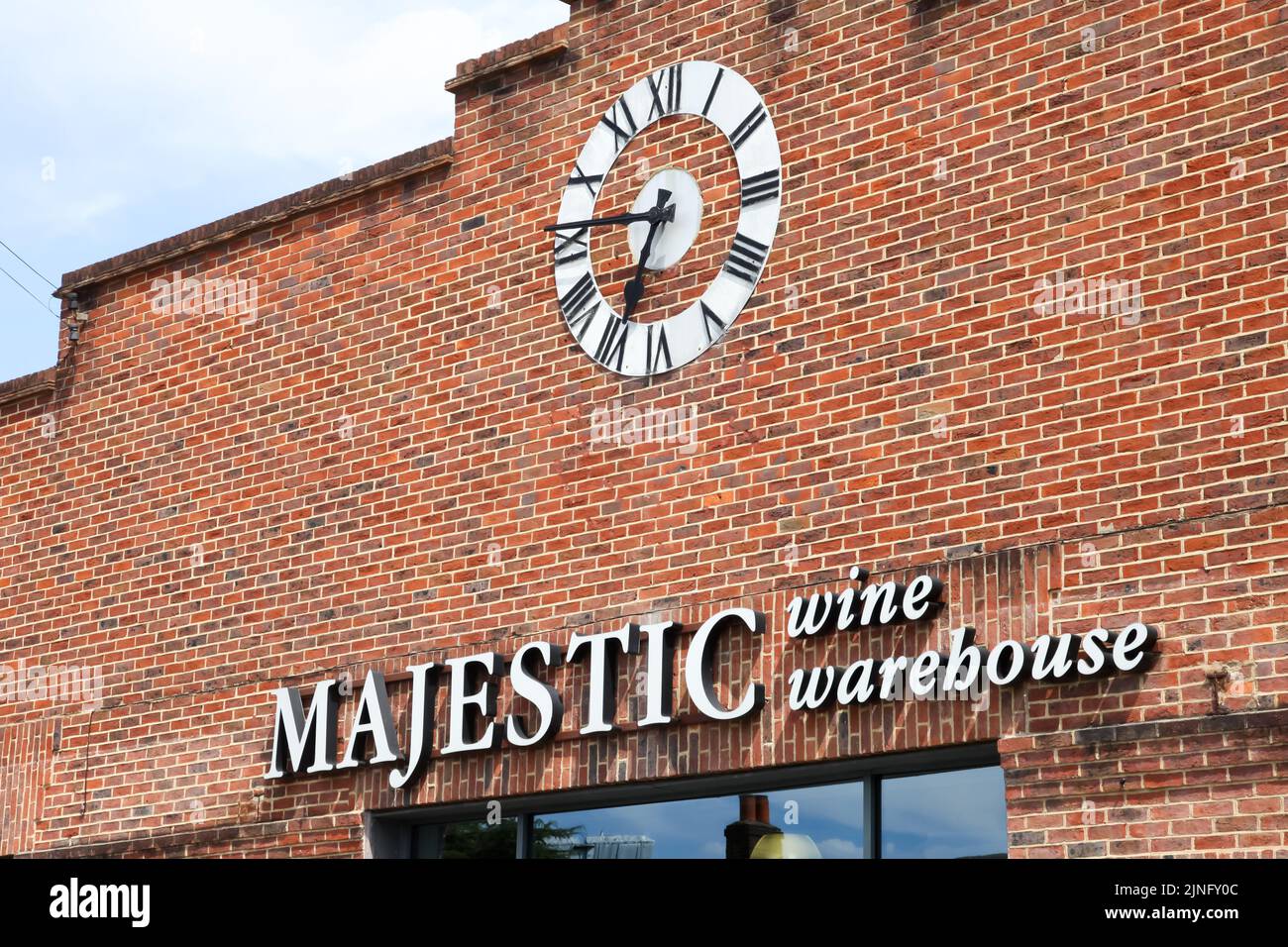 Majestic Wine Warehouse store frontage, Dorking, Surrey, England, UK