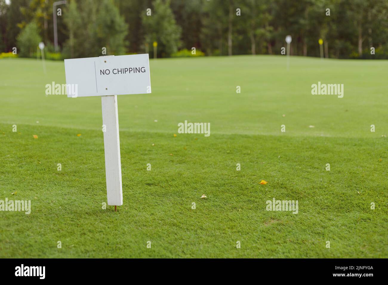 No chipping golf course sign positioned near Green Stock Photo Alamy