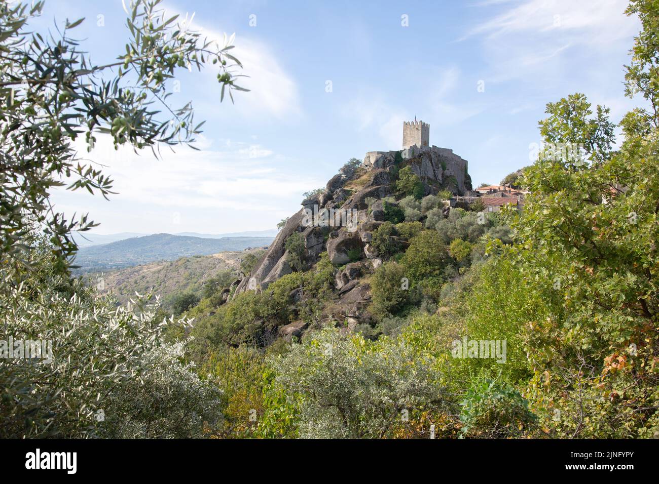 Sortelha Castle and Landscape, Portugal Stock Photo
