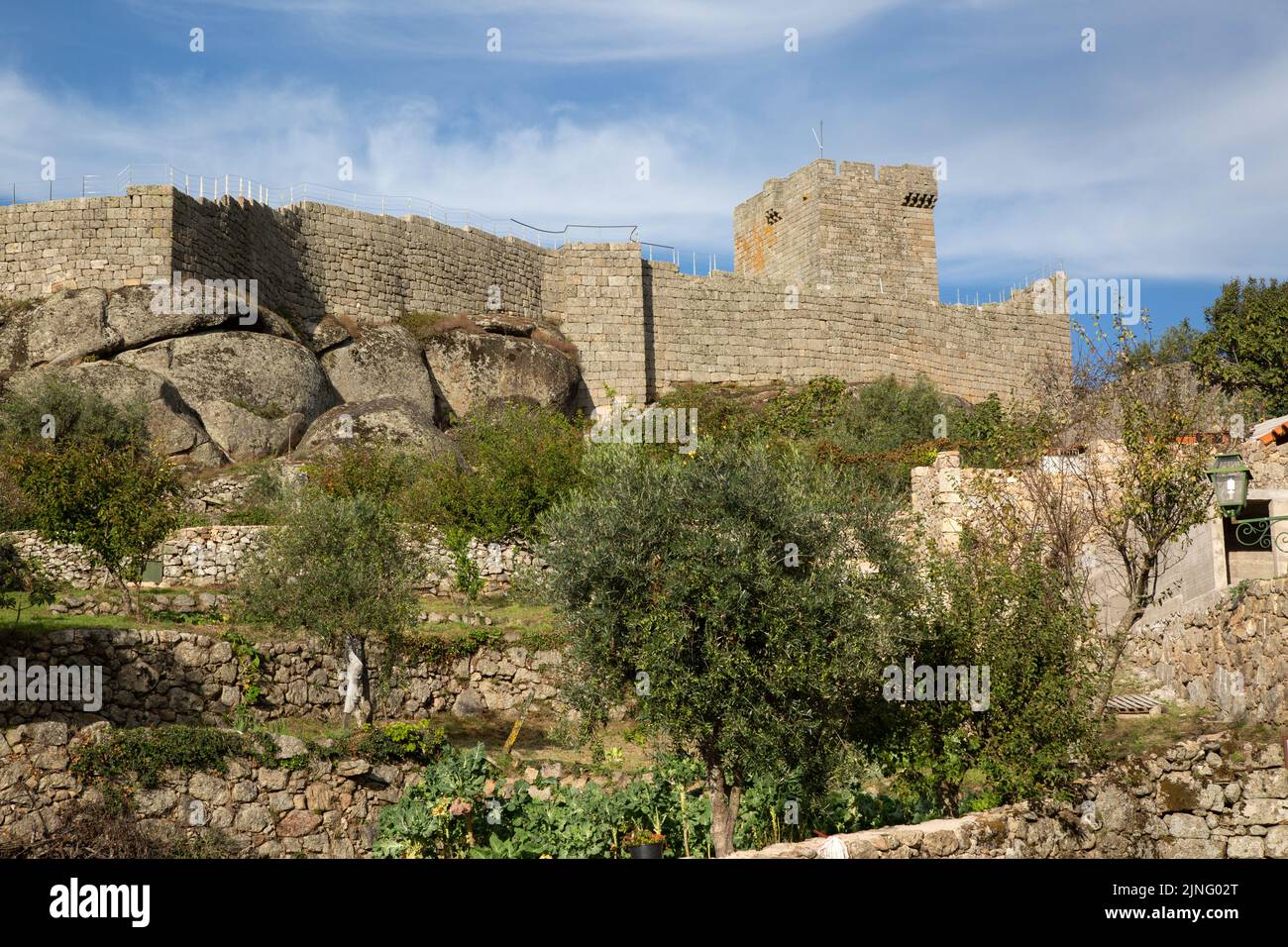 Castle Walls in Linhares da Beira; Portugal Stock Photo