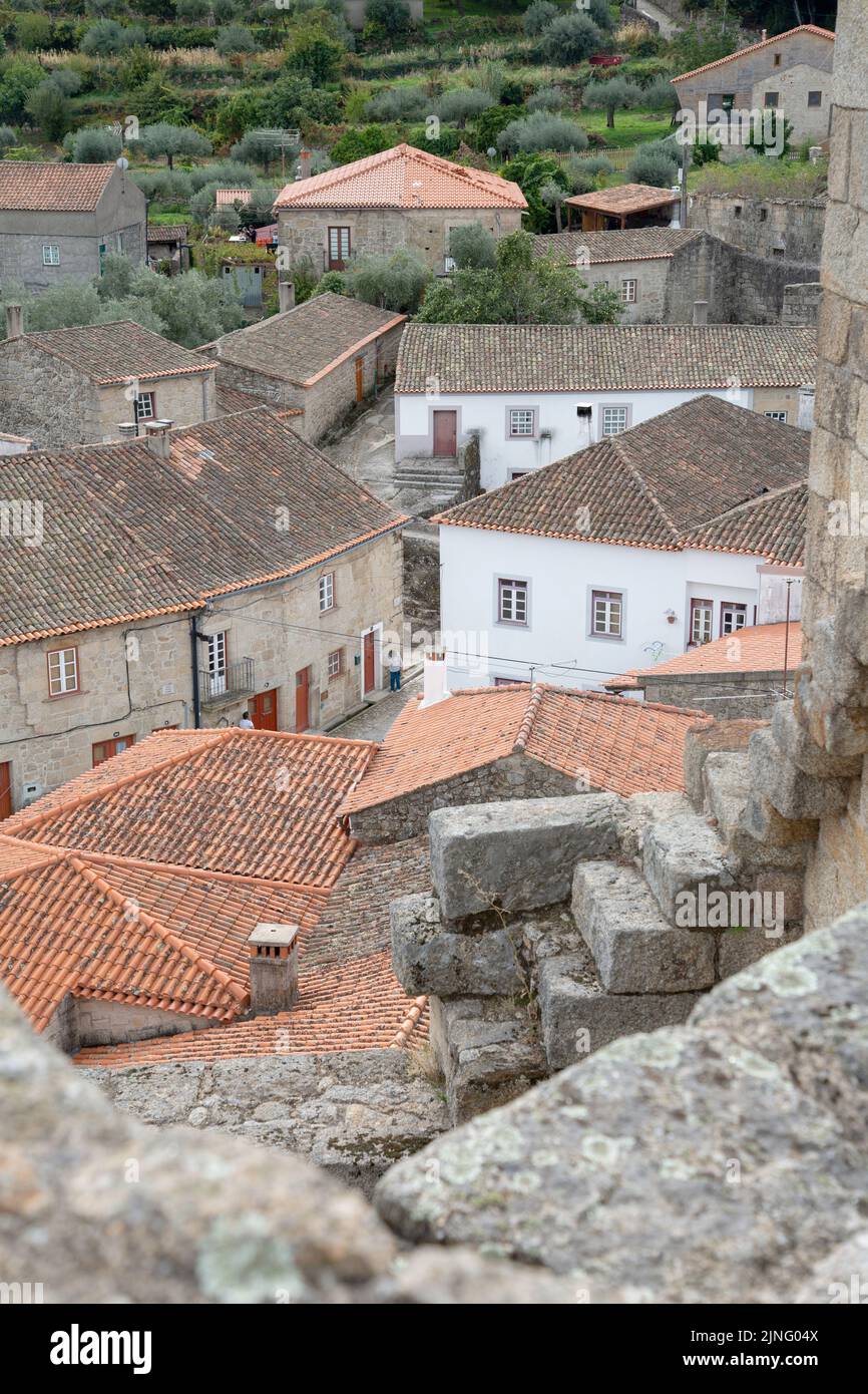 Houses in Castelo Novo Village; Portugal Stock Photo