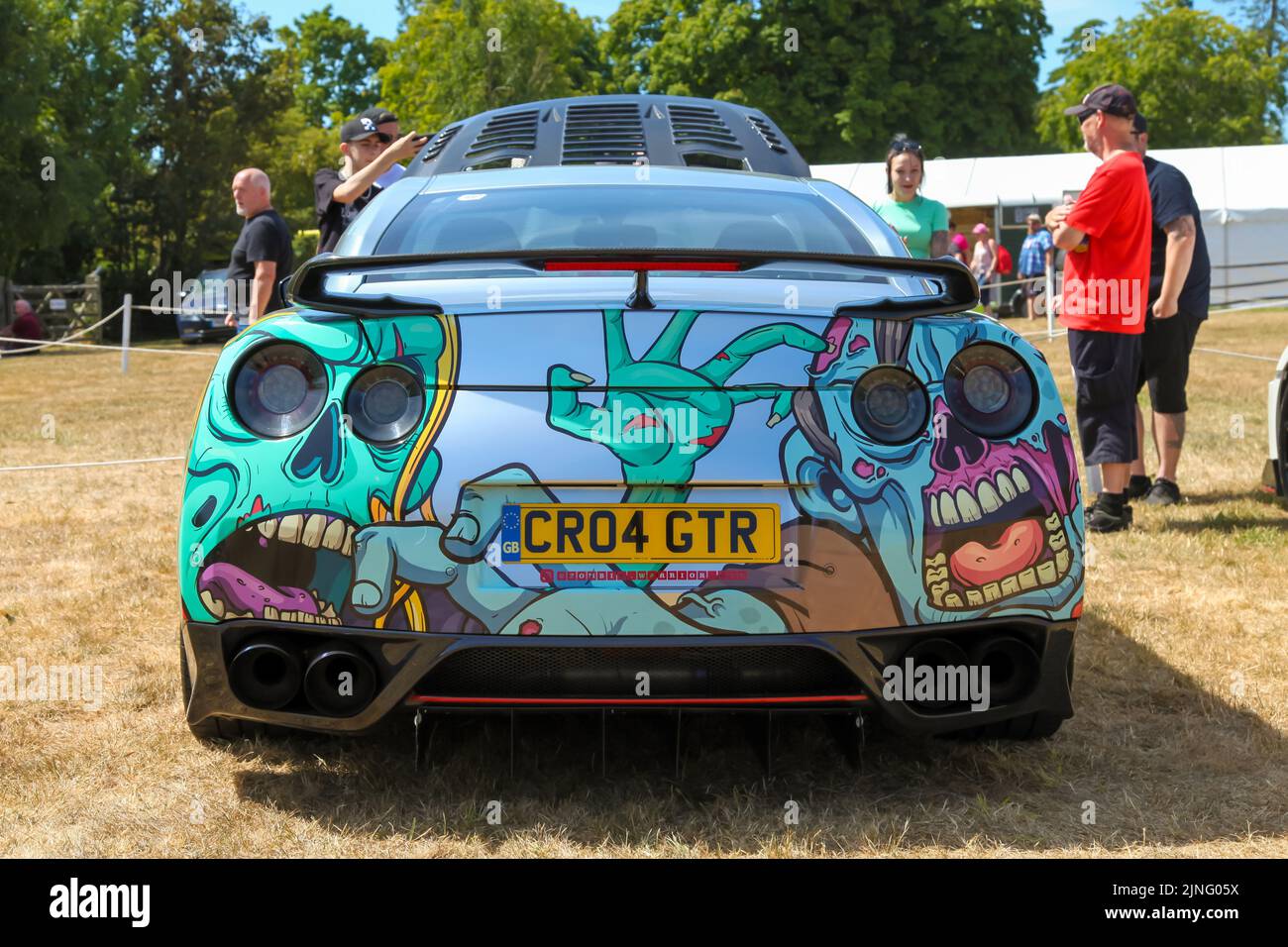 Nissan GTR Black Edition, Zombie car wrap, Supercar Weekend at National Motor Museum in Beaulieu, Southampton, Hampshire, England, UK, July 2022 Stock Photo