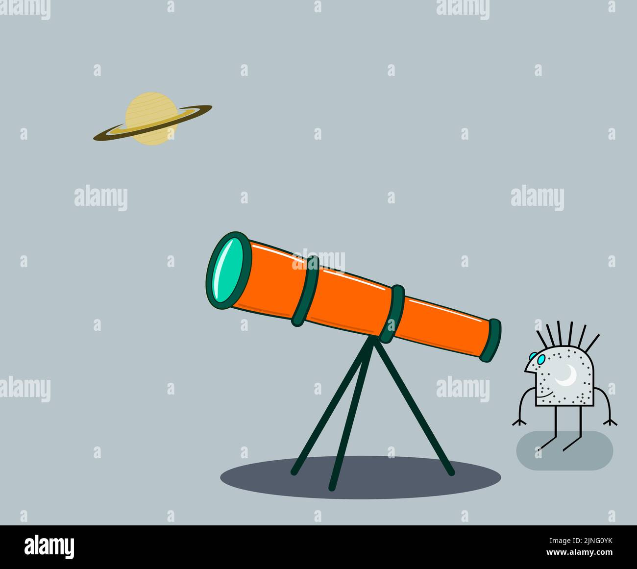 Cartoon character looking through telescope Stock Vector