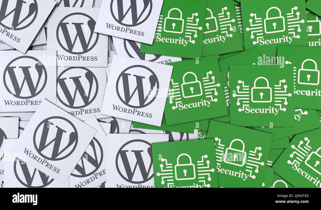 Wordpress and Security, Social Media Background Stock Photo - Alamy
