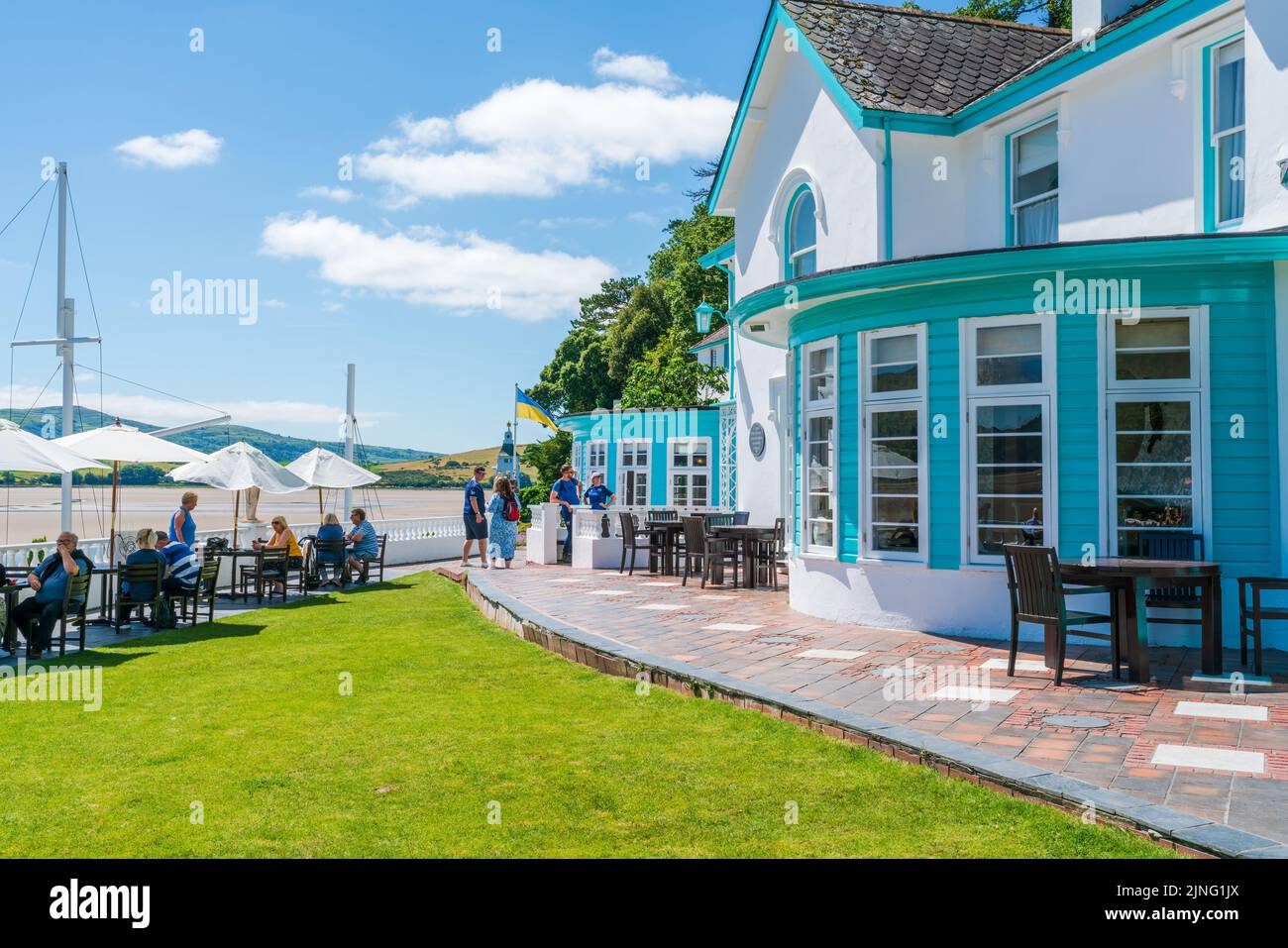 PORTMEIRION, WALES, UK JULY 07 2022 Tourists enjoying a visit to