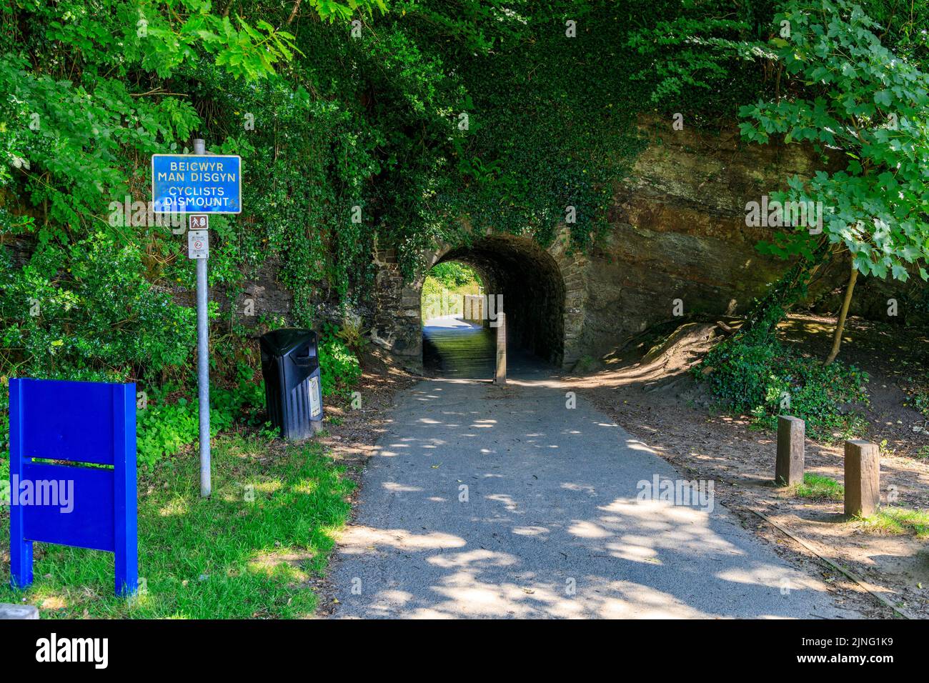 The course of the old Saundersfoot mineral railway is now a footpath with tunnels to get into and out of Coppet Hall, Pembrokeshire, Wales, UK Stock Photo