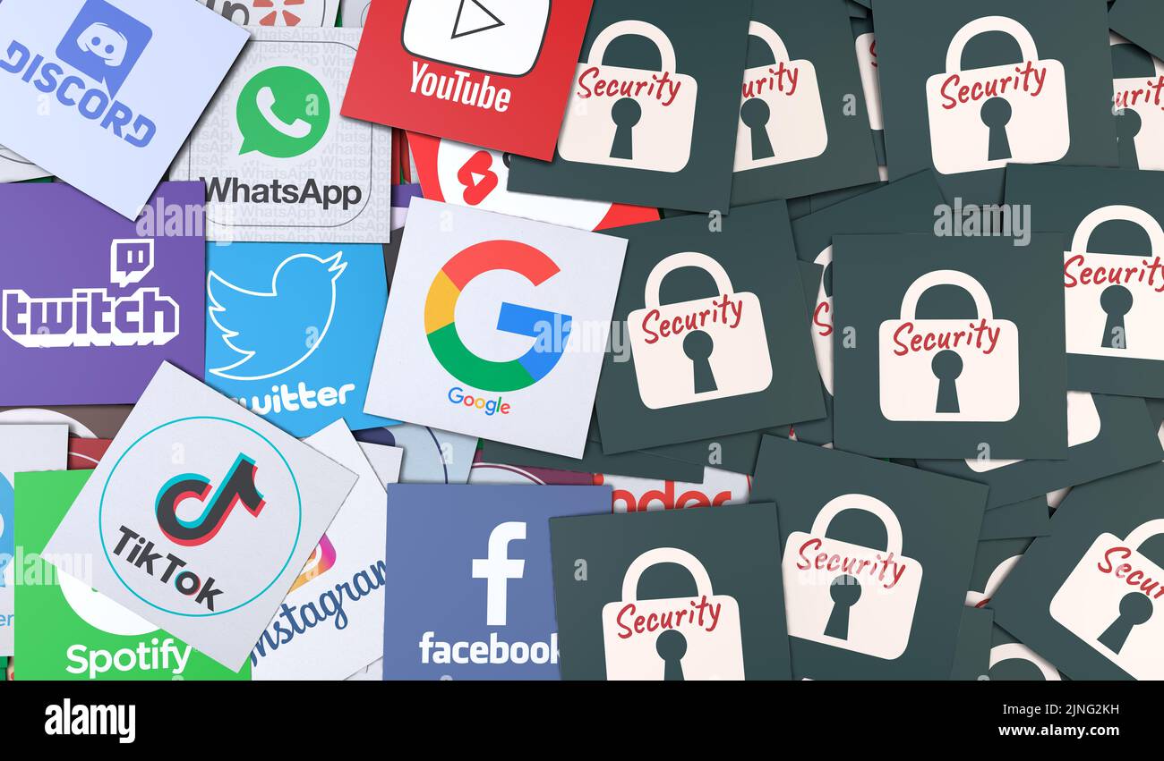 Security, Social Media Background Stock Photo - Alamy