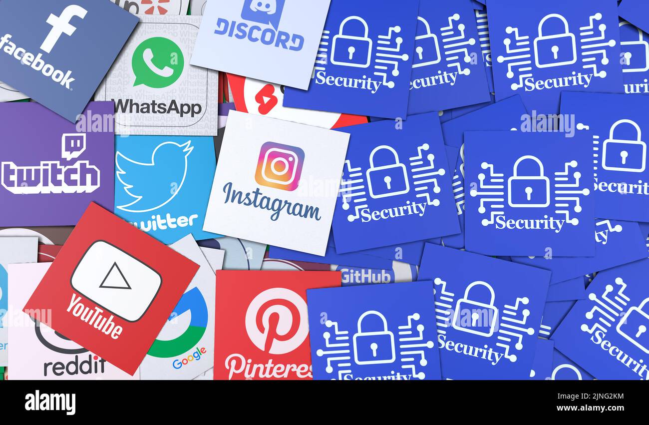Security, Social Media Background Stock Photo Alamy