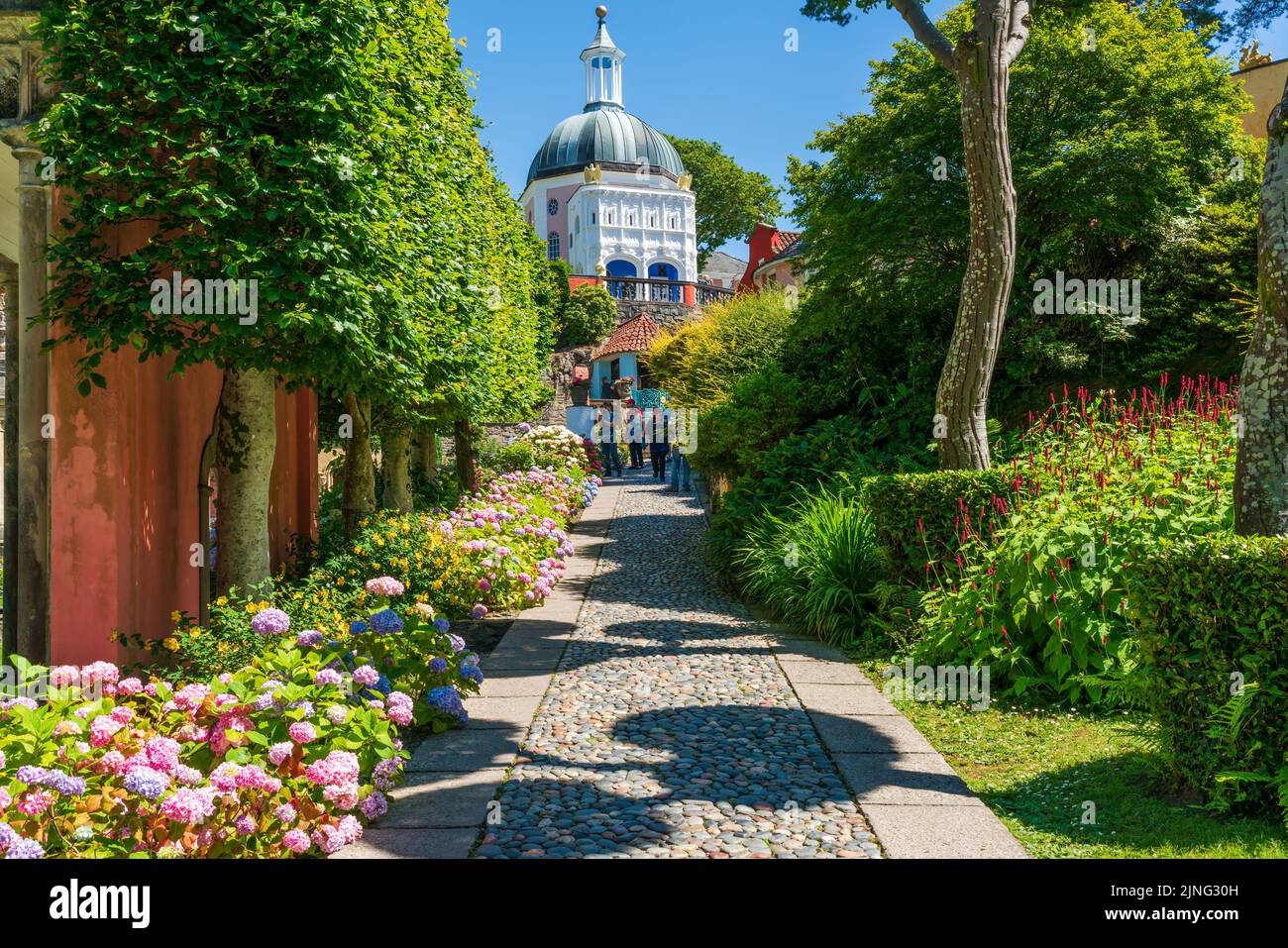 PORTMEIRION, WALES, UK - JULY 07, 2022: Portmeirion is a tourist ...