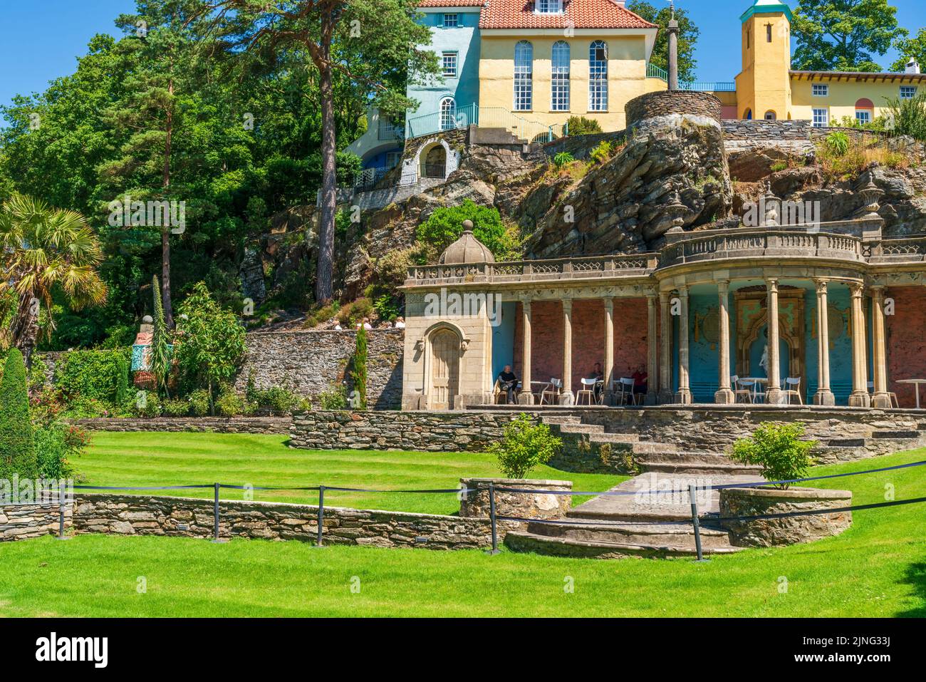 PORTMEIRION, WALES, UK JULY 07, 2022 Portmeirion is a tourist village in North Wales. It was