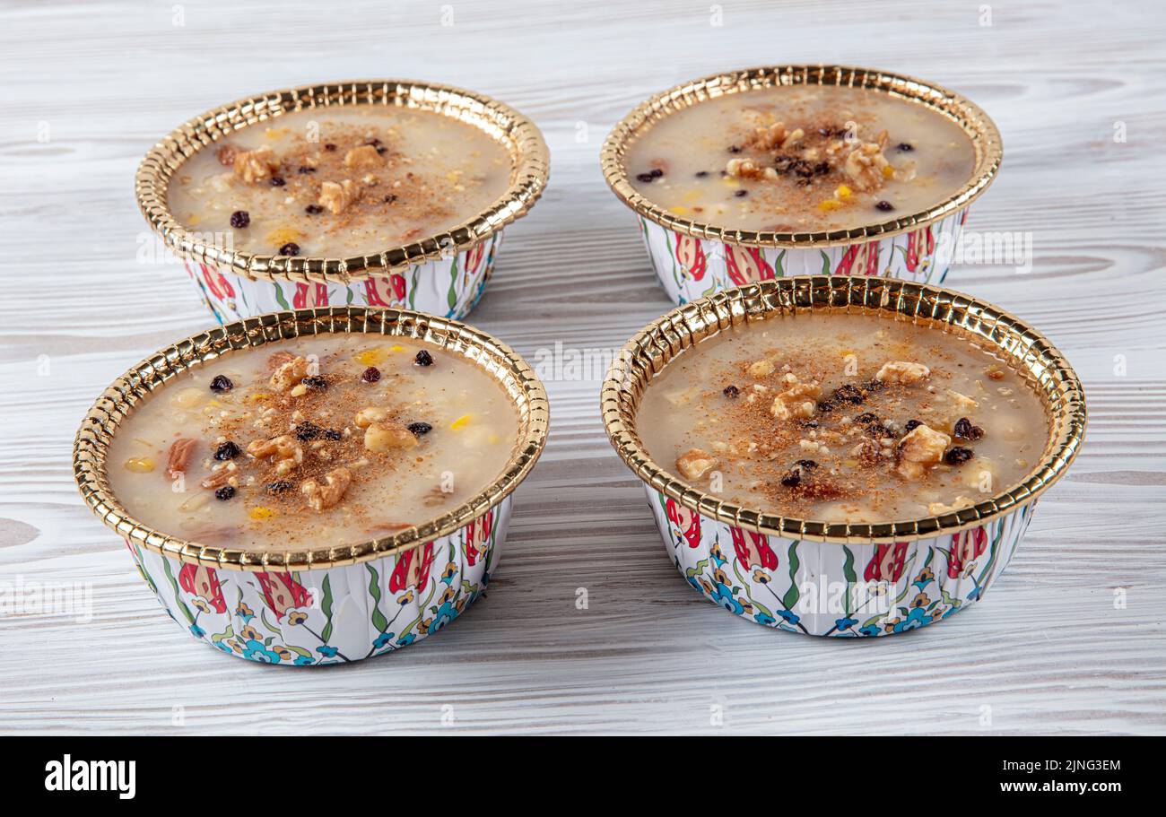 Traditional Turkish dessert called &amp;quot;Aşure&amp;quot; also known as Ashura, Asure ...