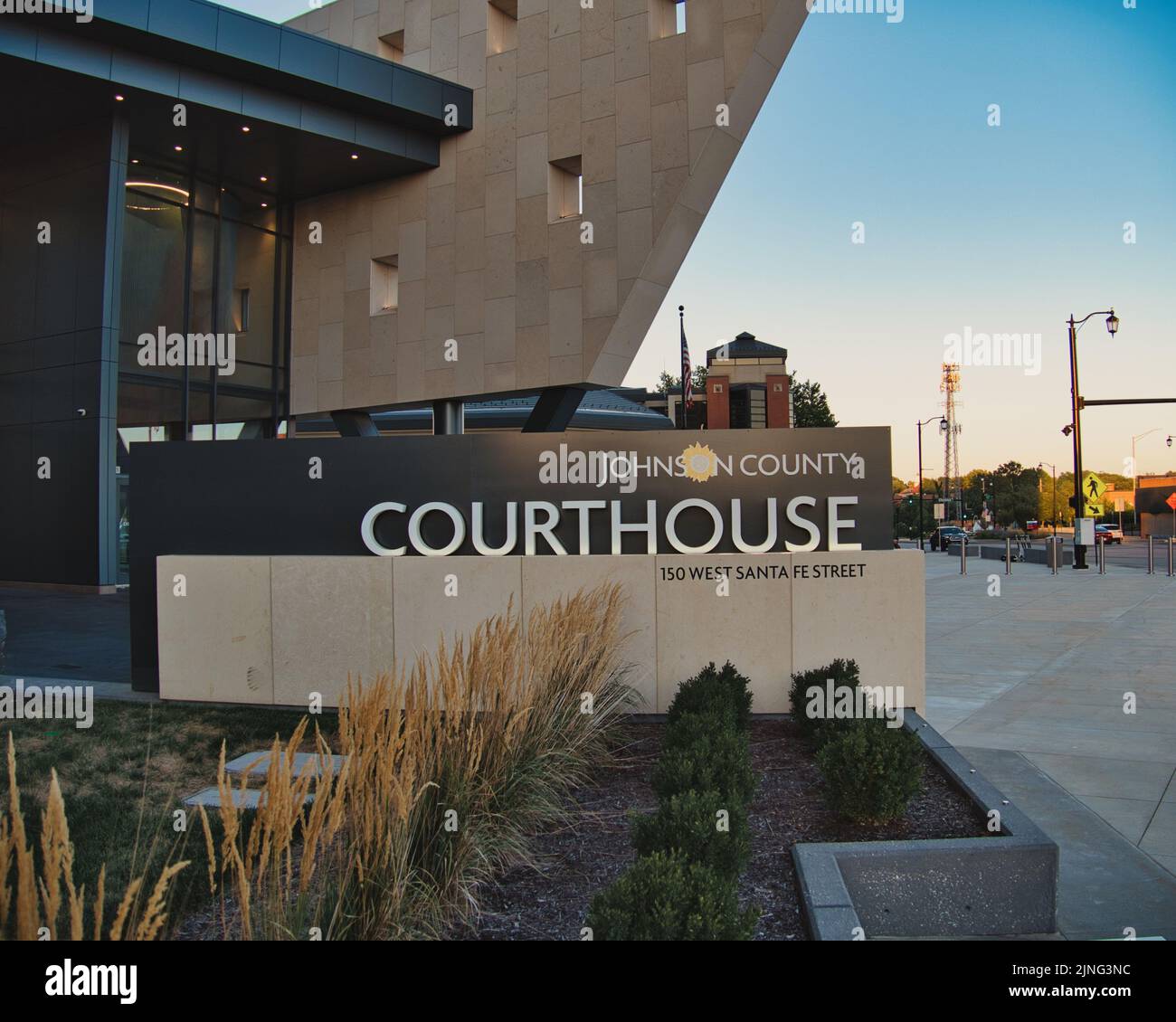 Olathe, Kansas - August 10, 2022 - New Johnson County KS Courthouse Established 2020 - 150 West Santa Fe Street 66061 Stock Photo