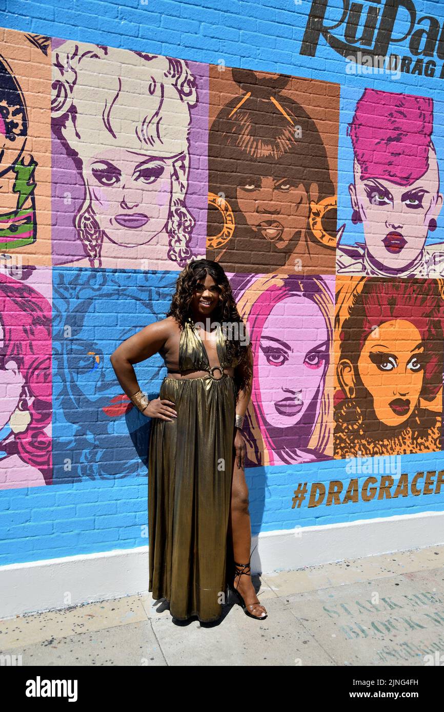 USA. 10th Aug, 2022. June Jambalaya poses at the "RuPaul's Drag Race