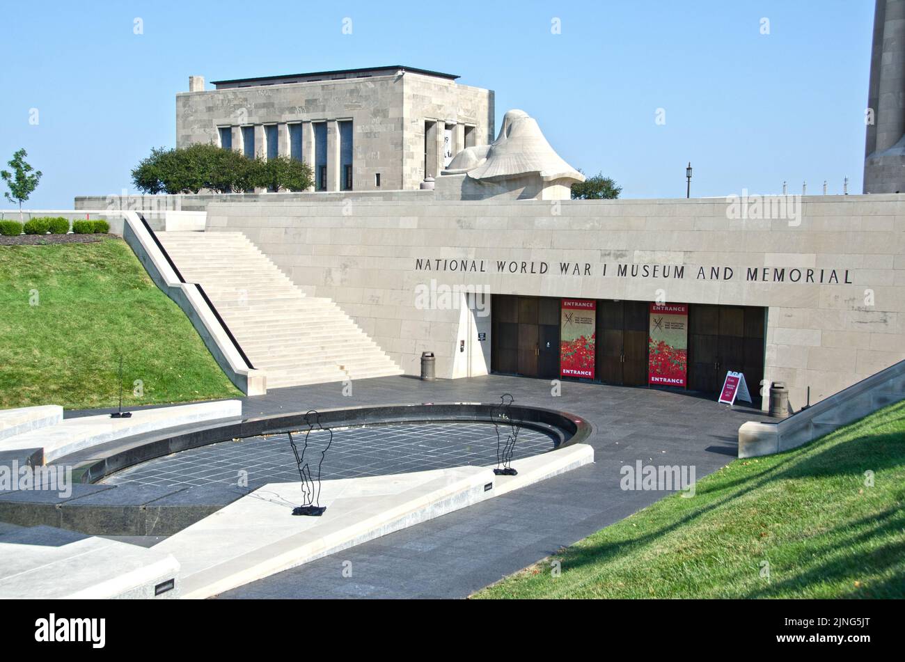 The Liberty Memorial stands above the National World War I Museum in downtown Kansas City, Missouri. Stock Photo