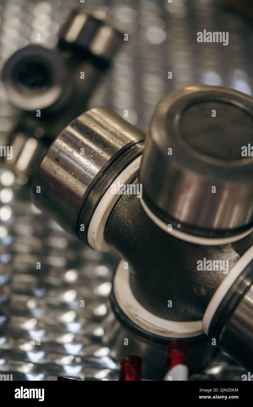 Cross of the cardan drive shaft, part of the car's transmission Stock