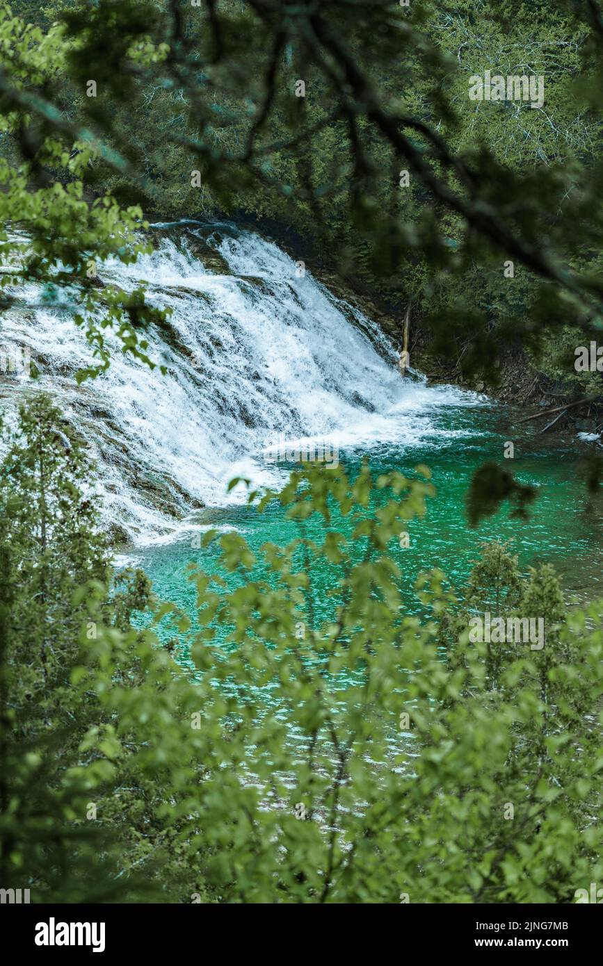 Shot waterfall from behind leaves hi-res stock photography and images ...