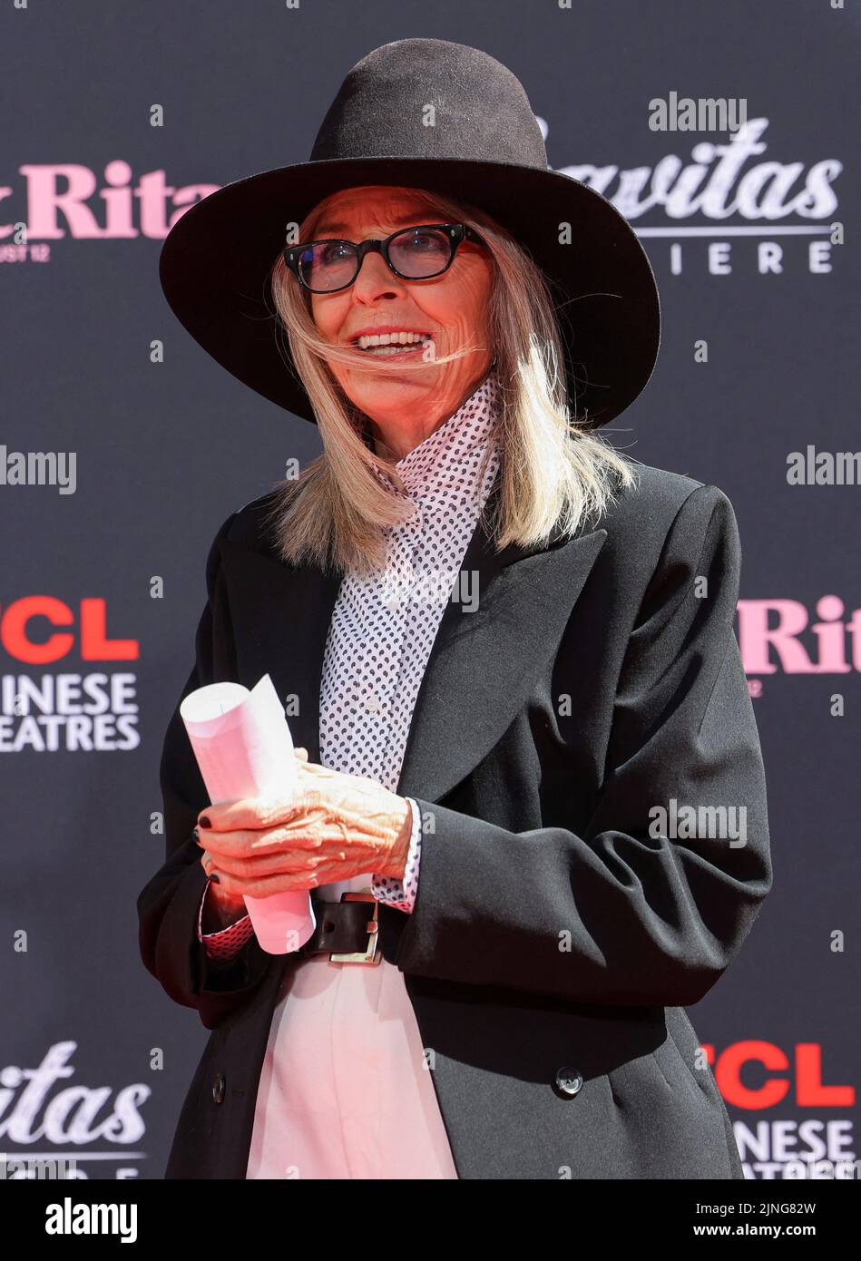 Actor Diane Keaton smiles during her handprints ceremony at TCL Chinese theatre in Los Angeles, California, U.S., August 11, 2022. REUTERS/Mario Anzuoni Stock Photo