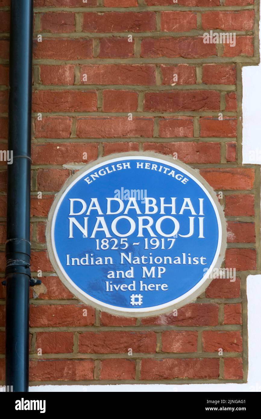 A blue plaque in Anerley Park, Bromley, honouring Dadabhai Naoroji 19th century British MP and Indian Nationalist. Stock Photo