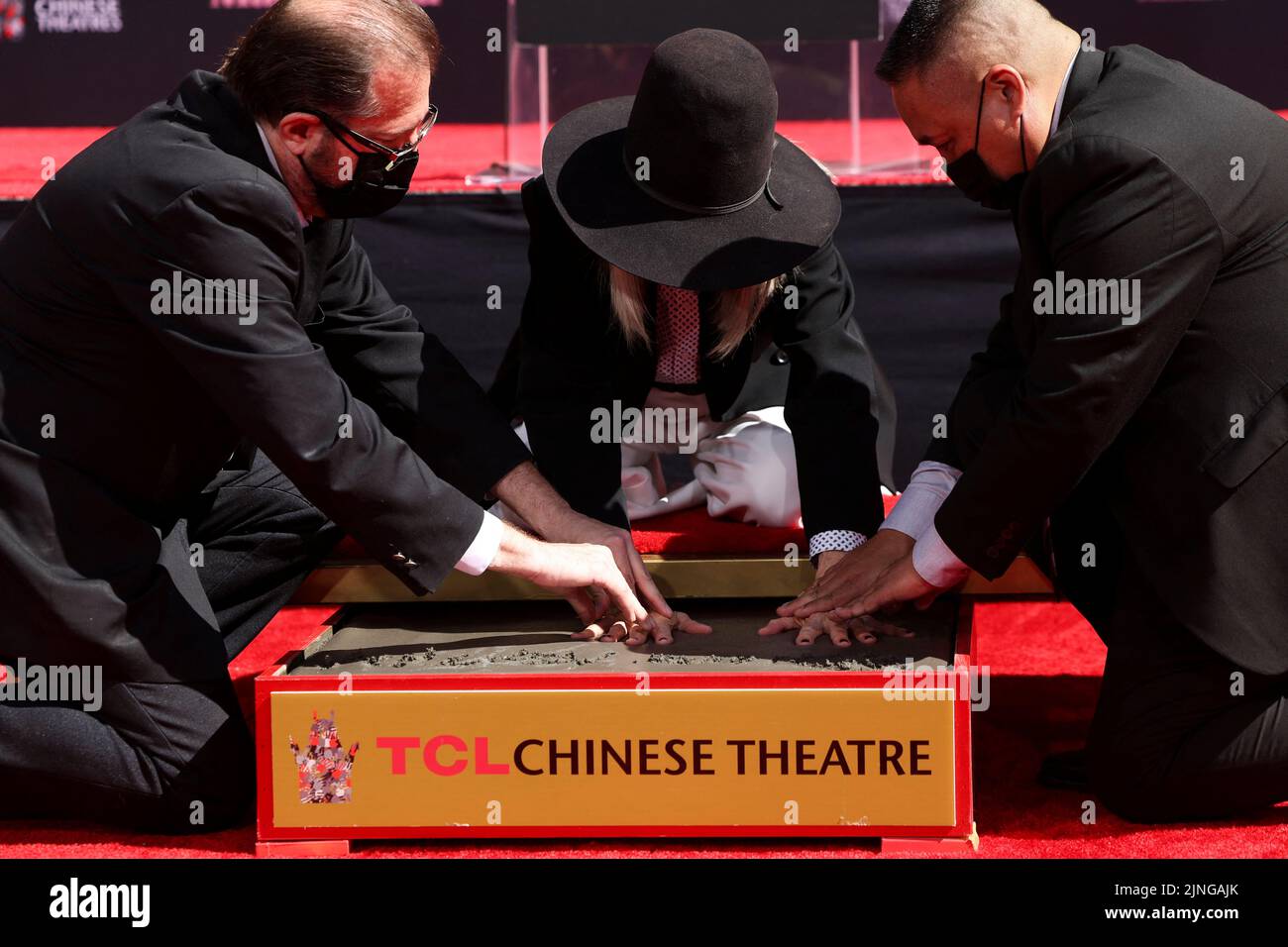 Actor Diane Keaton places her hands on fresh cement during a ceremony TCL Chinese theatre in Los Angeles, California, U.S., August 11, 2022. REUTERS/Mario Anzuoni Stock Photo