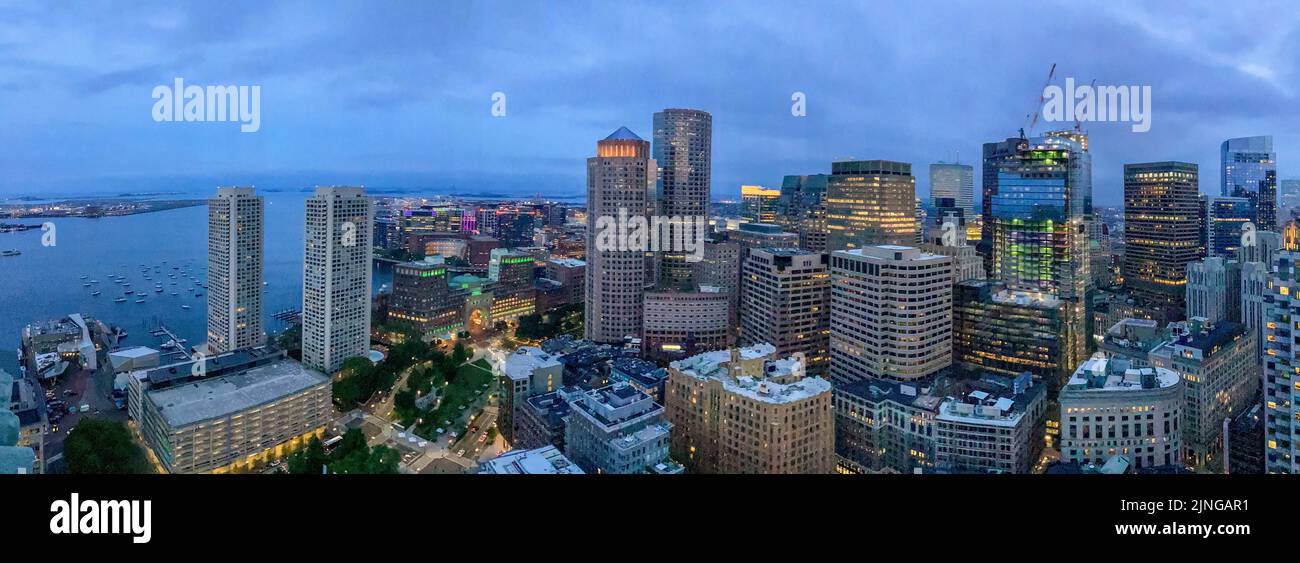 Boston Cityscape Skyline Panorama Looking South Towards the South End and South Boston Stock Photo