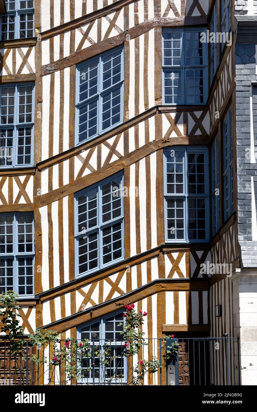 Typical timber-framed building in Rouen's old town in Normandy France Stock Photo