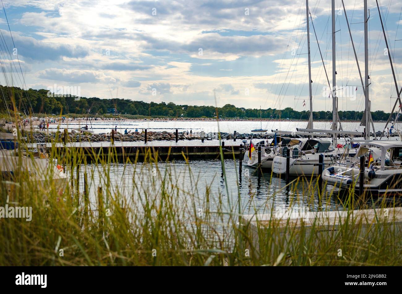 Sailing boats in marina of Niendorf, Germany Stock Photo