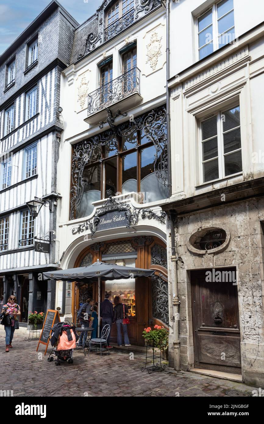 Dame Cakes cafe in Rouen's old town in Normandy France Stock Photo