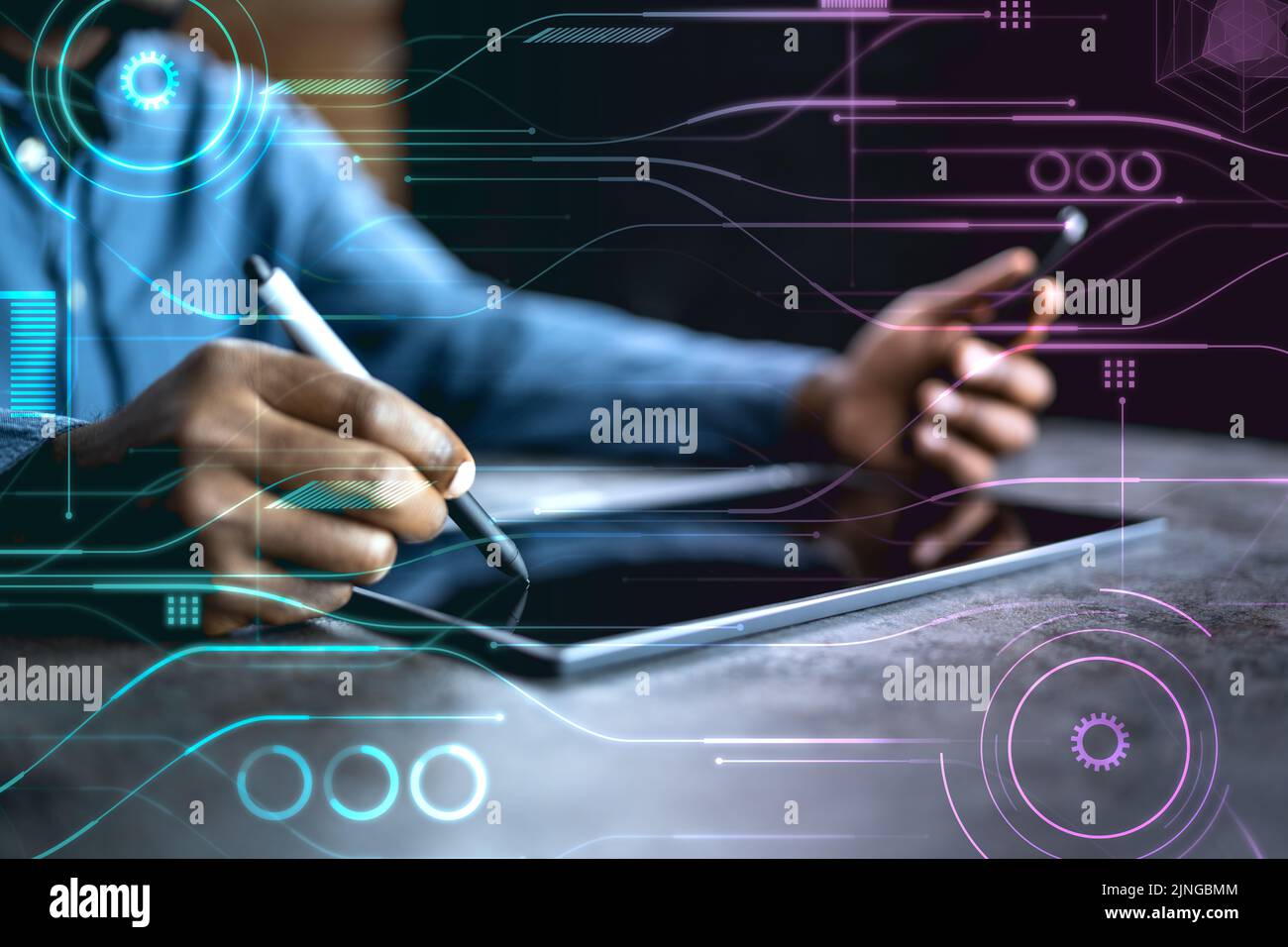 Financial And Marketing Data Analyst Man Using Tablet Stock Photo
