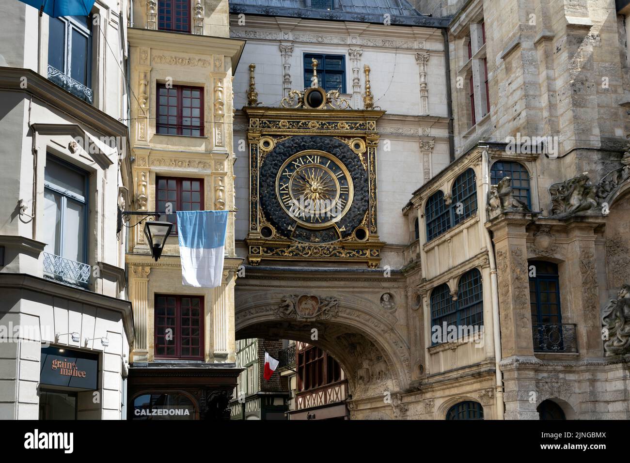 Le Gros-Horloge in old town Rouen in Normandy France Stock Photo