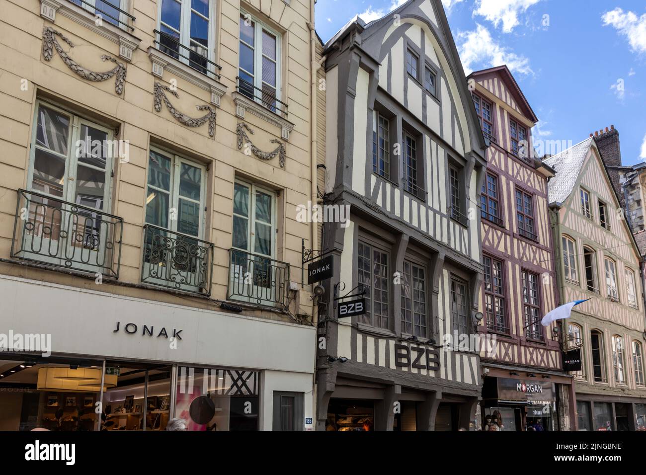 Typical timber-framed buildings in Rouen's old town in Normandy France Stock Photo